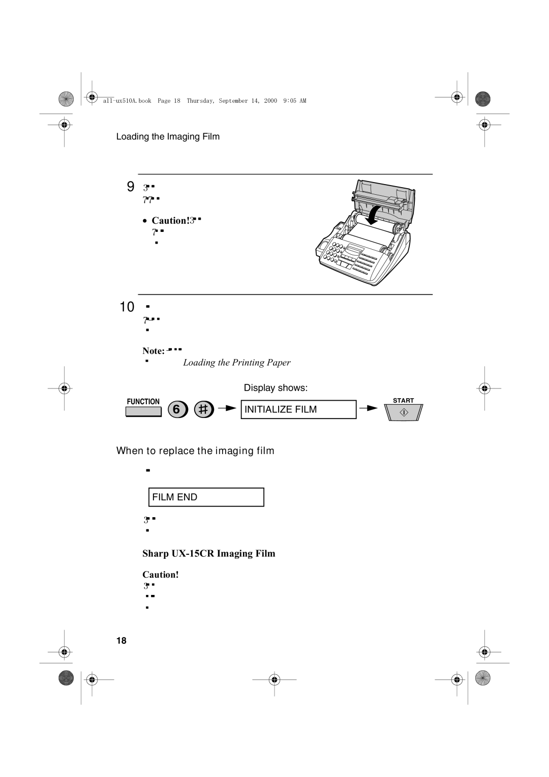 Sharp FO-1470 operation manual When to replace the imaging film, Sharp UX-15CR Imaging Film 