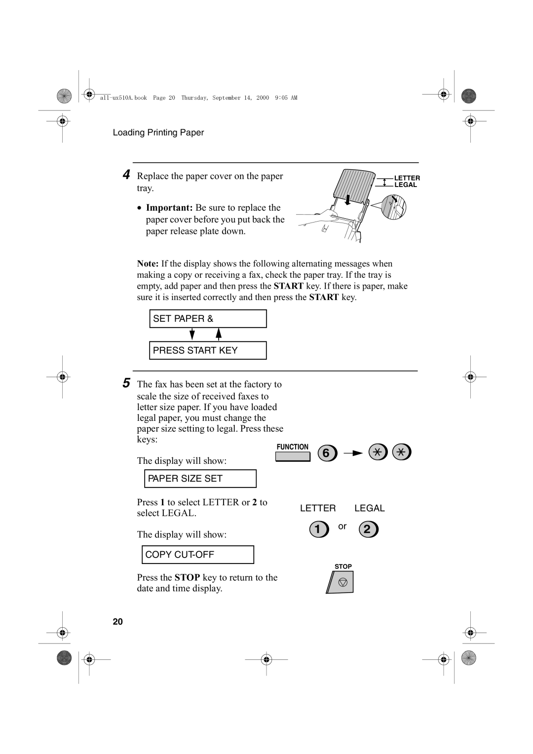 Sharp FO-1470 operation manual Replace the paper cover on the paper 