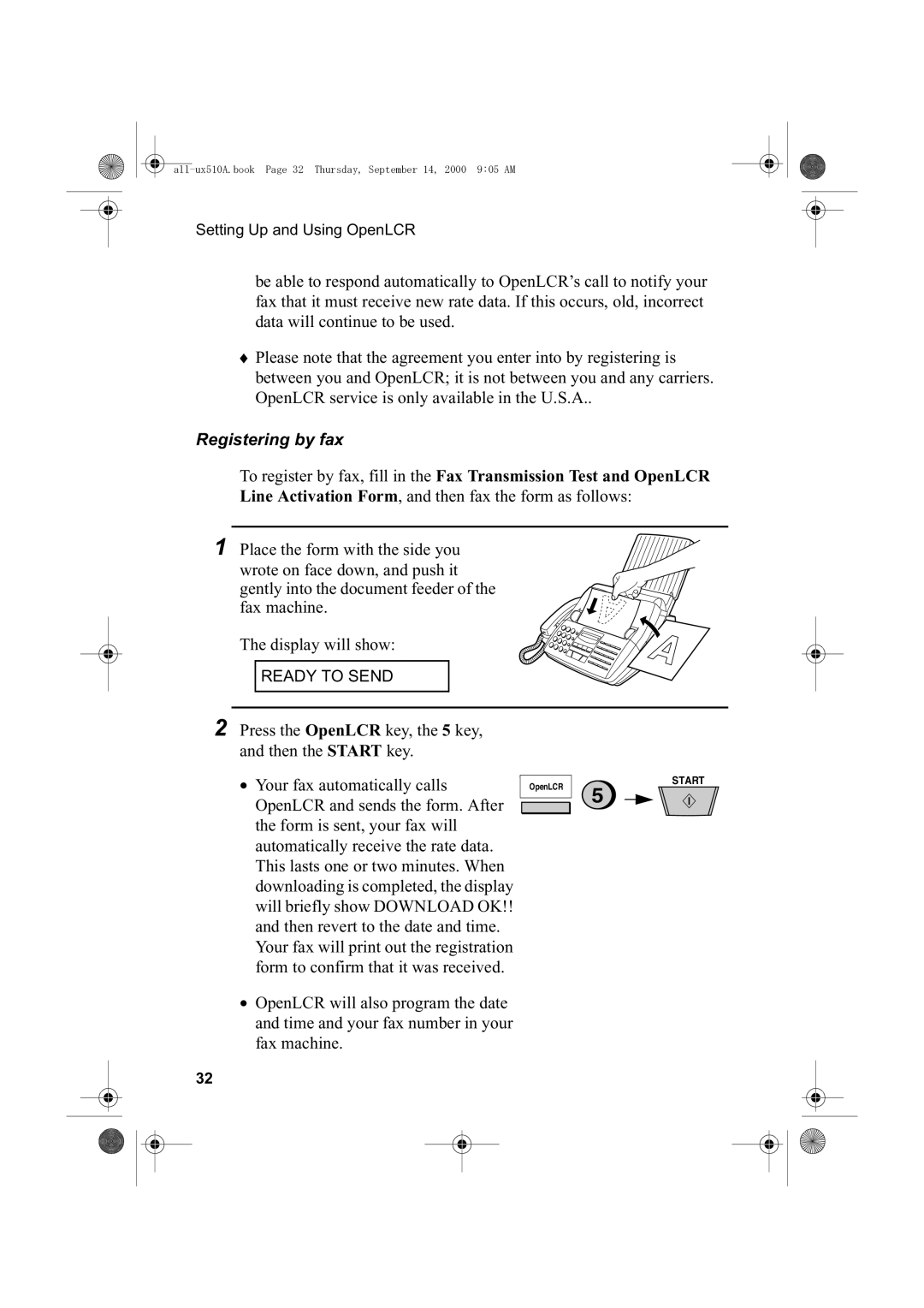 Sharp FO-1470 operation manual Registering by fax 