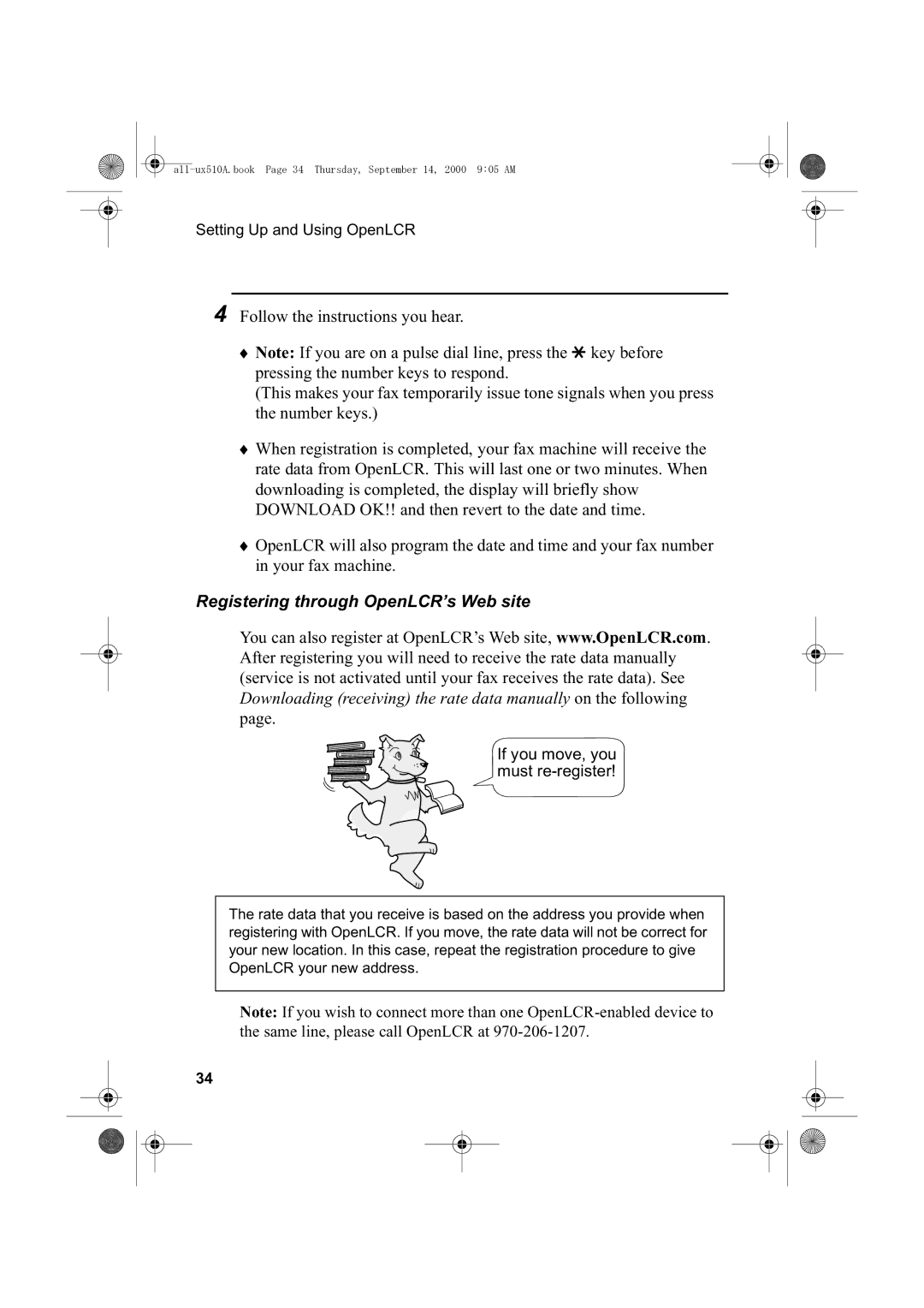 Sharp FO-1470 operation manual Registering through OpenLCR’s Web site 