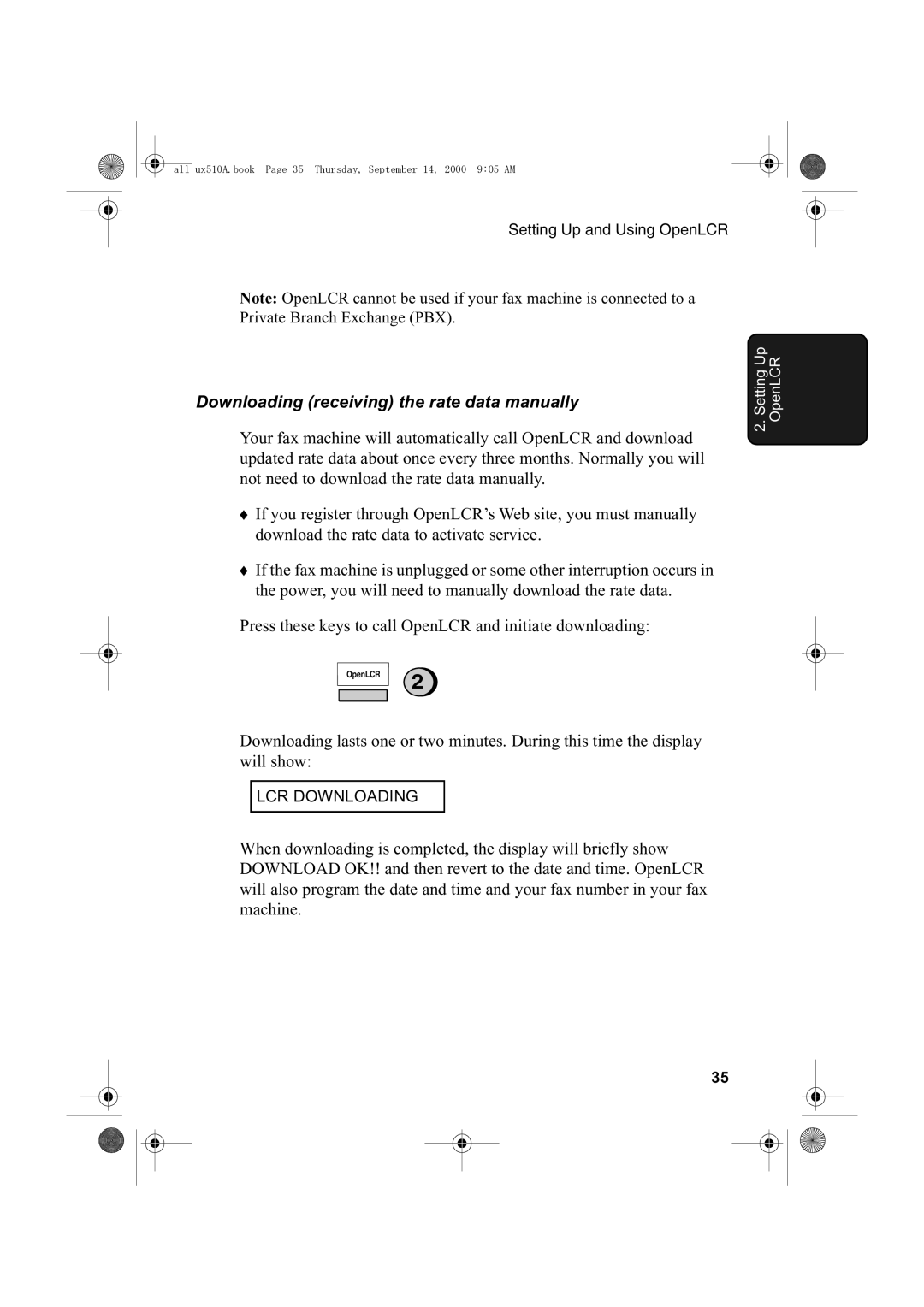 Sharp FO-1470 operation manual Downloading receiving the rate data manually 