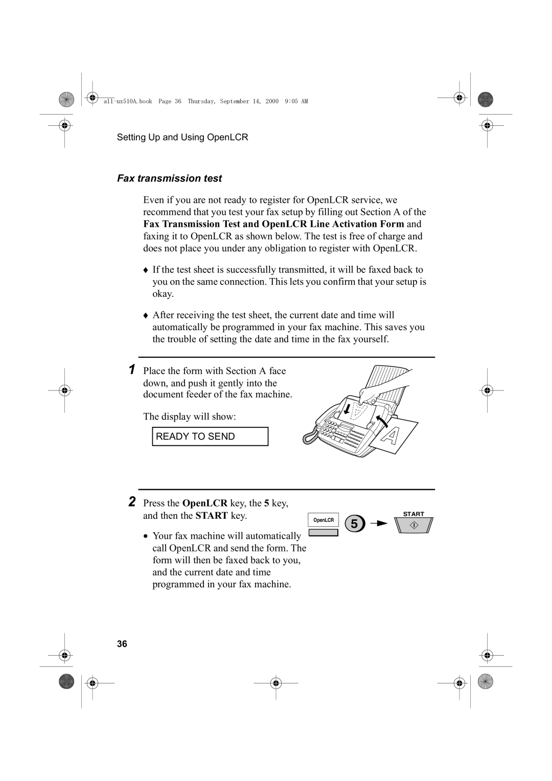 Sharp FO-1470 operation manual Fax transmission test 