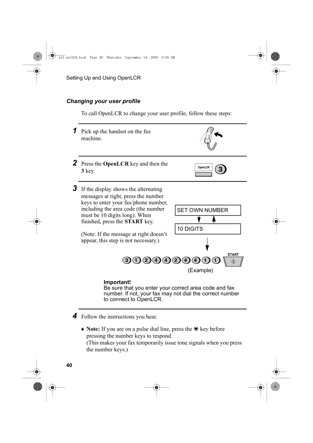 Sharp FO-1470 operation manual Changing your user profile 