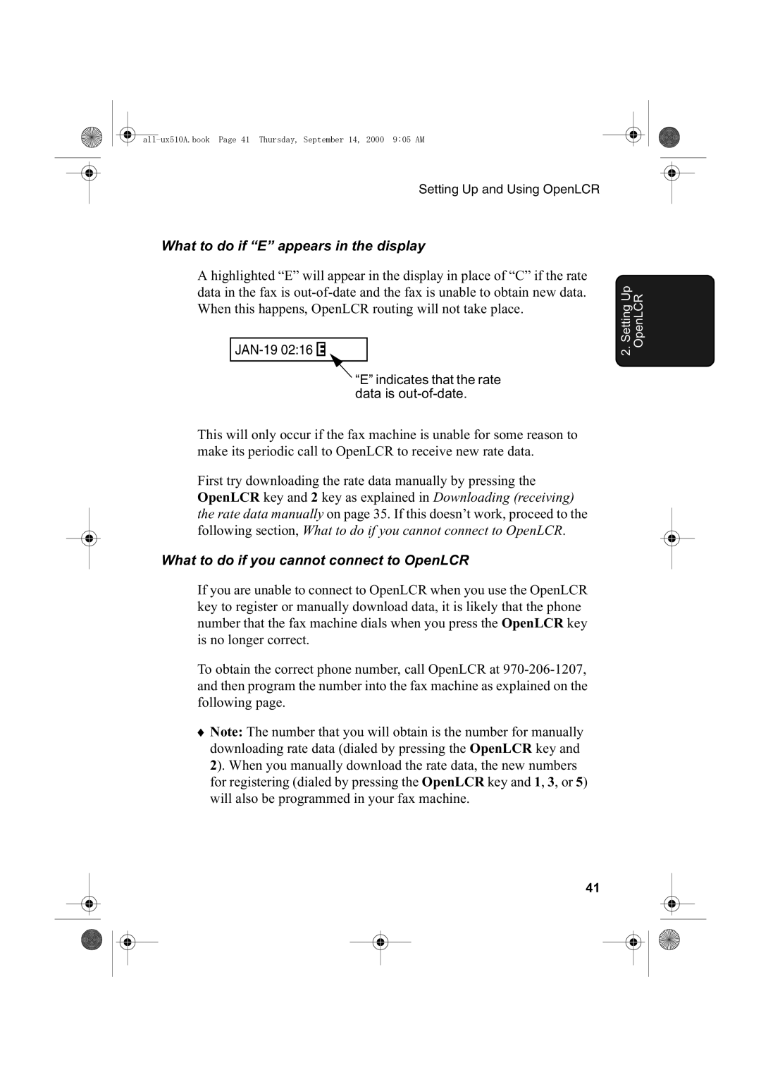 Sharp FO-1470 operation manual What to do if E appears in the display 