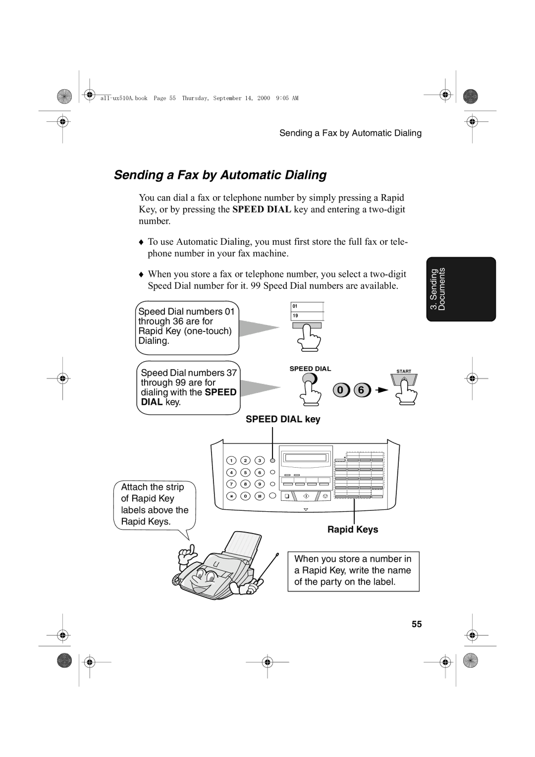 Sharp FO-1470 operation manual Sending a Fax by Automatic Dialing, Rapid Keys 