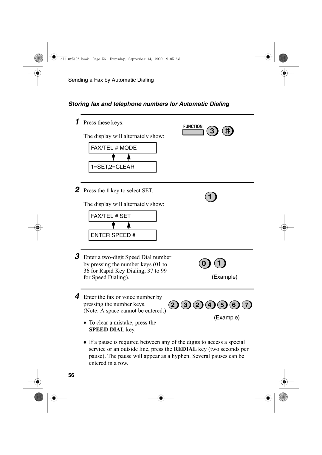 Sharp FO-1470 operation manual Storing fax and telephone numbers for Automatic Dialing, Speed Dial key 