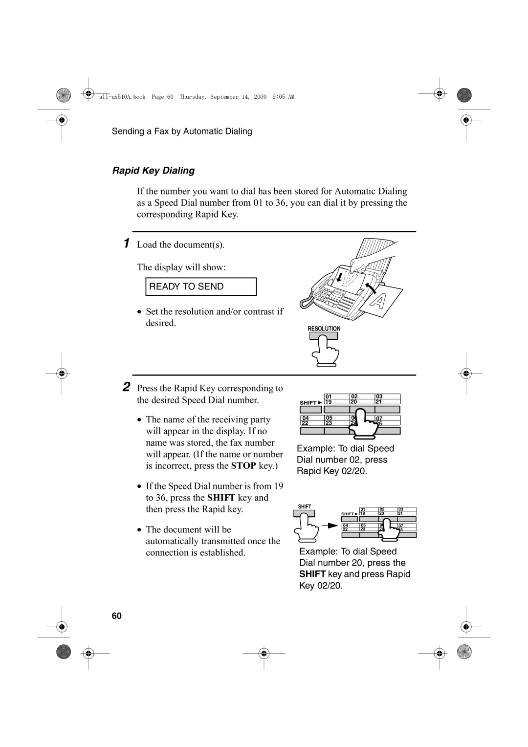 Sharp FO-1470 operation manual Rapid Key Dialing 