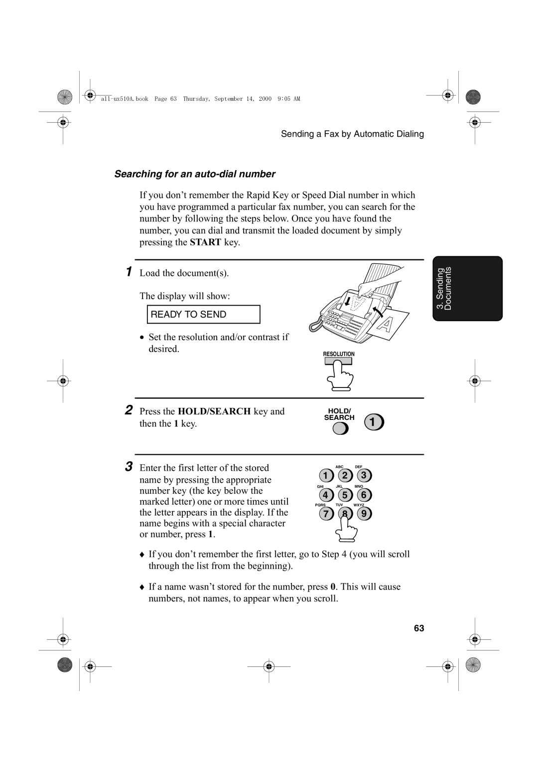 Sharp FO-1470 operation manual Searching for an auto-dial number 