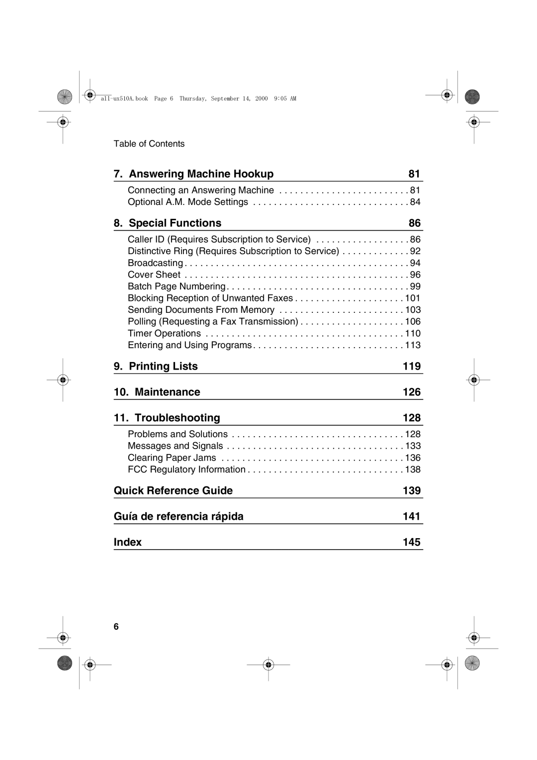 Sharp FO-1470 operation manual Answering Machine Hookup 