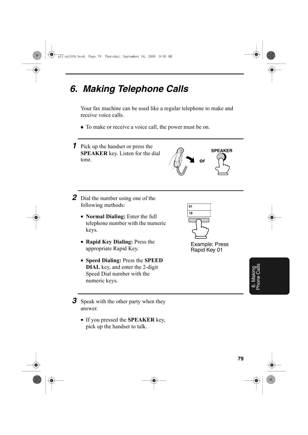 Sharp FO-1470 operation manual Making Telephone Calls 