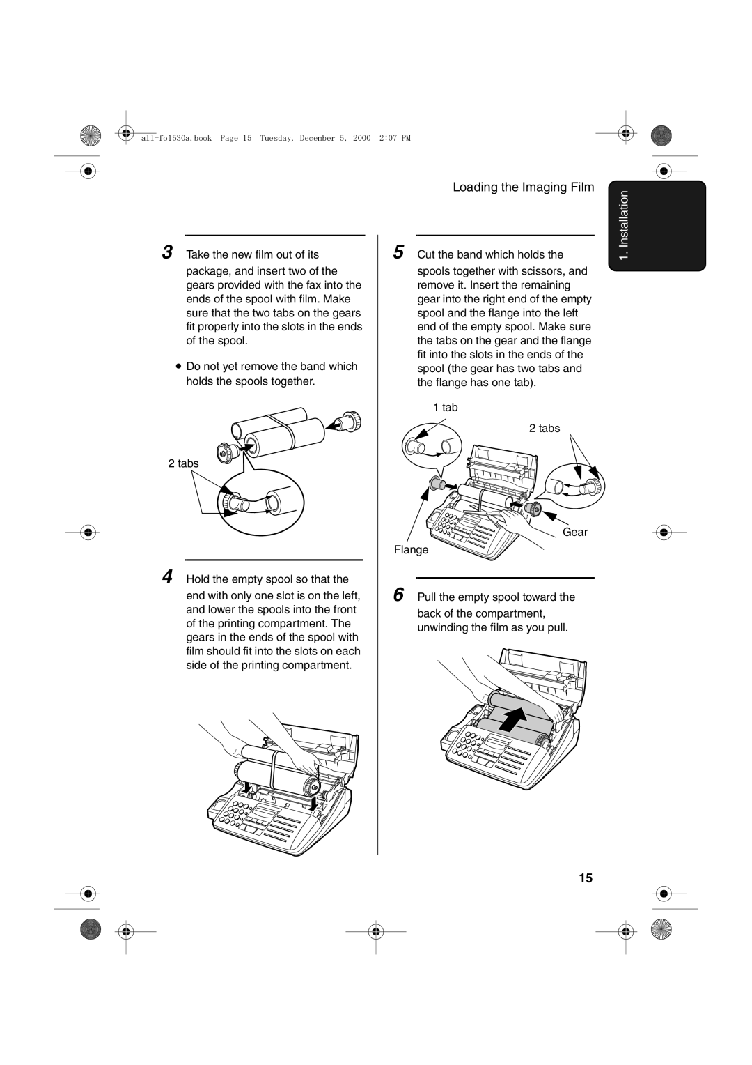 Sharp FO-1530 operation manual Cut the band which holds 