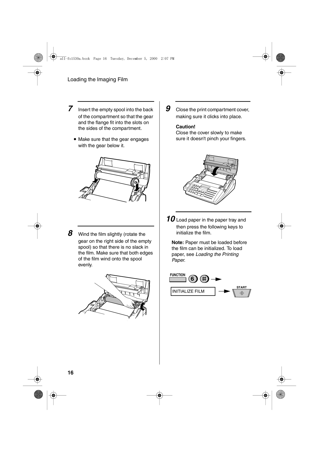 Sharp FO-1530 operation manual Initialize Film 