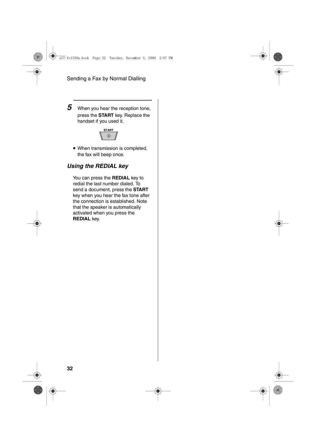 Sharp FO-1530 operation manual Using the Redial key 