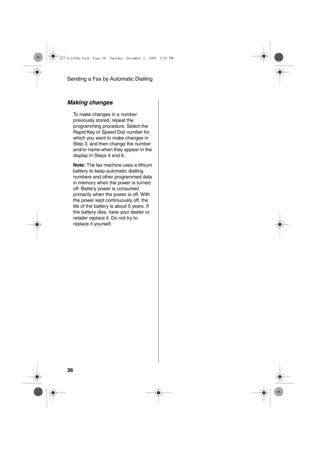 Sharp FO-1530 operation manual Making changes 