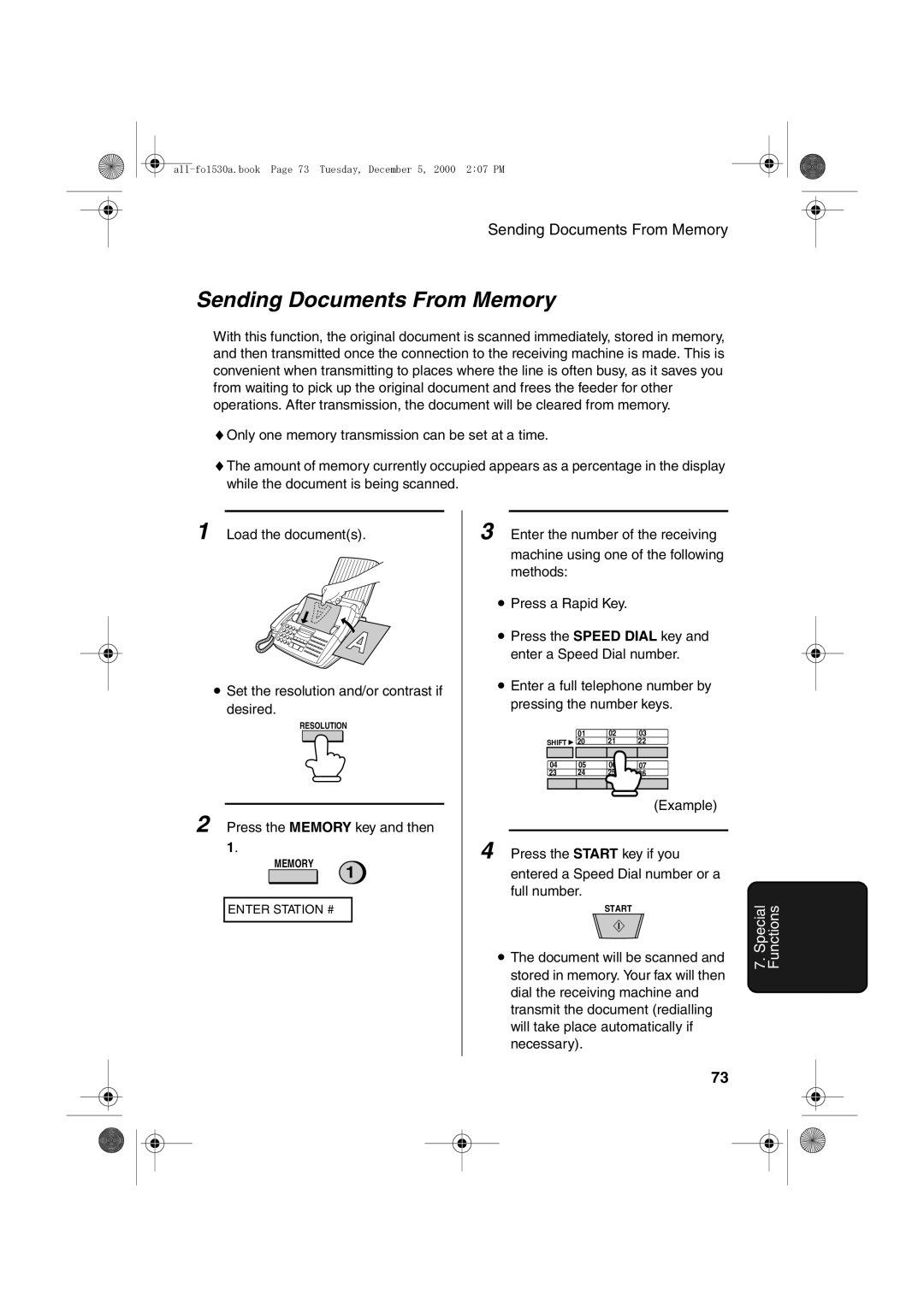 Sharp FO-1530 operation manual Sending Documents From Memory 