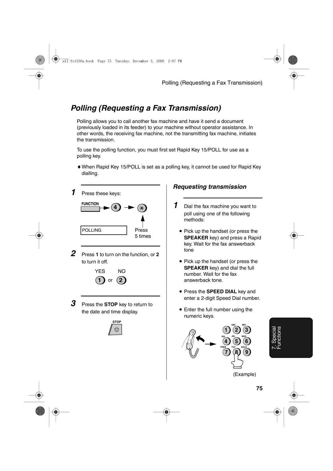 Sharp FO-1530 operation manual Polling Requesting a Fax Transmission, Requesting transmission 