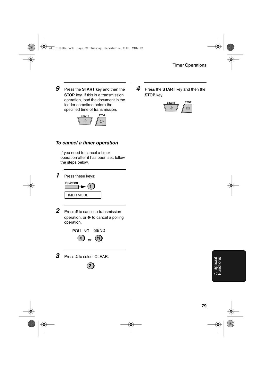 Sharp FO-1530 operation manual To cancel a timer operation 