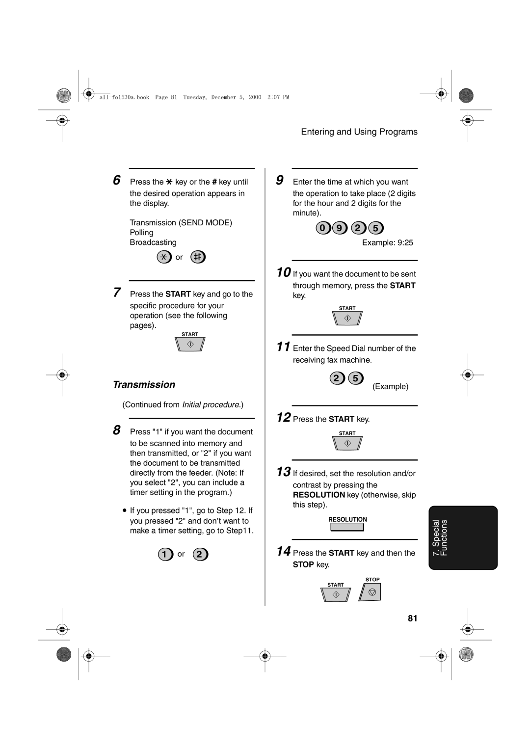 Sharp FO-1530 operation manual Transmission 