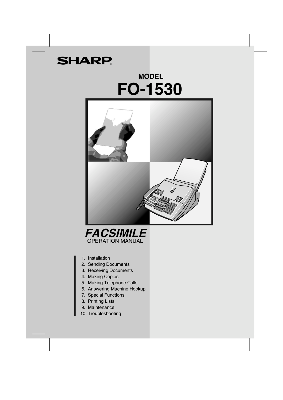 Sharp FO-1530 operation manual Facsimile, Model, Operation Manual 