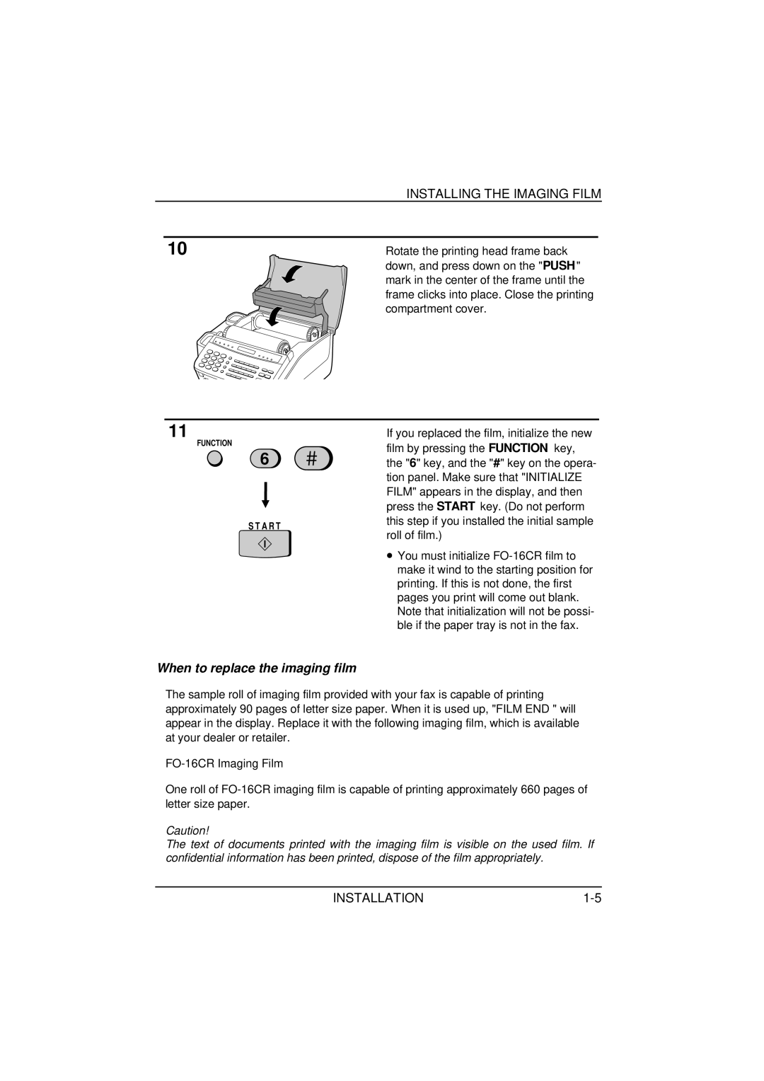 Sharp FO-1650, FO-1850 operation manual When to replace the imaging film 