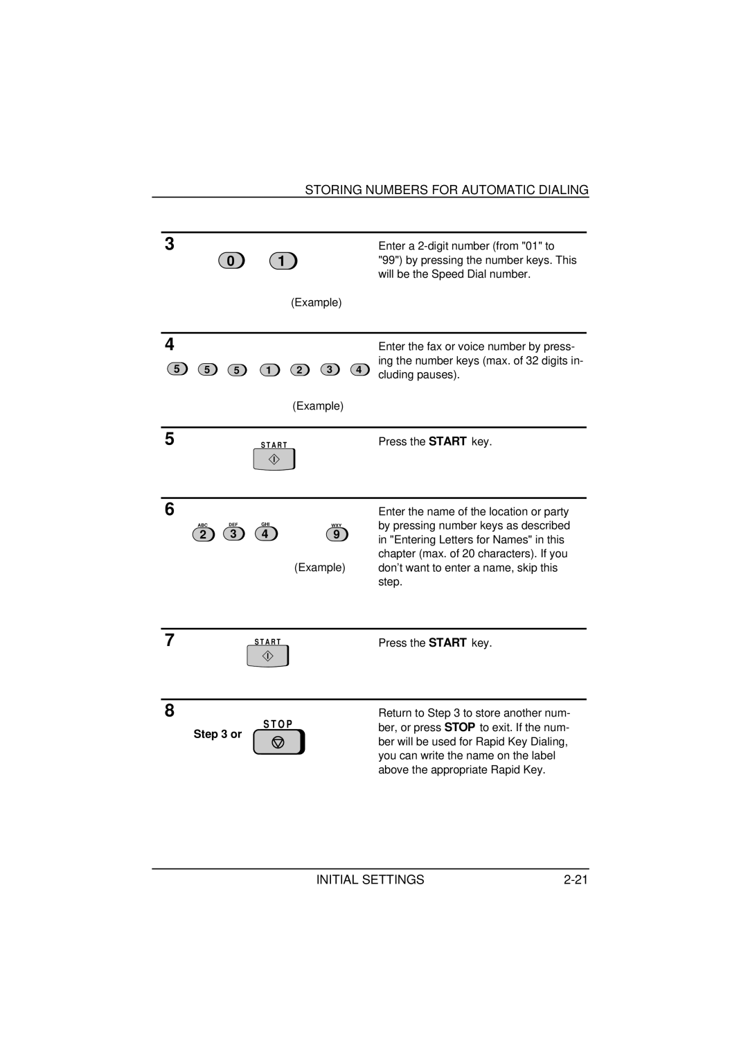 Sharp FO-1650, FO-1850 operation manual Storing Numbers for Automatic Dialing 