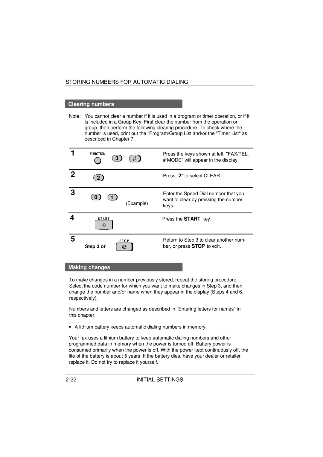 Sharp FO-1850, FO-1650 operation manual Clearing numbers, Making changes 