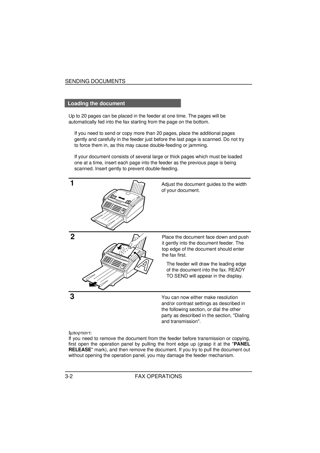 Sharp FO-1850, FO-1650 operation manual Sending Documents, Loading the document 