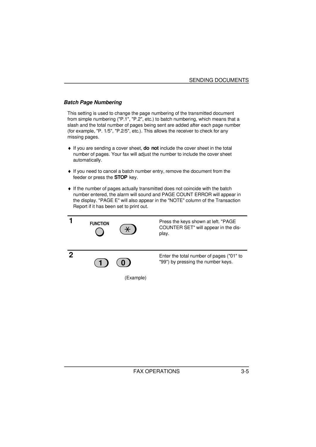 Sharp FO-1650, FO-1850 operation manual Batch Page Numbering 