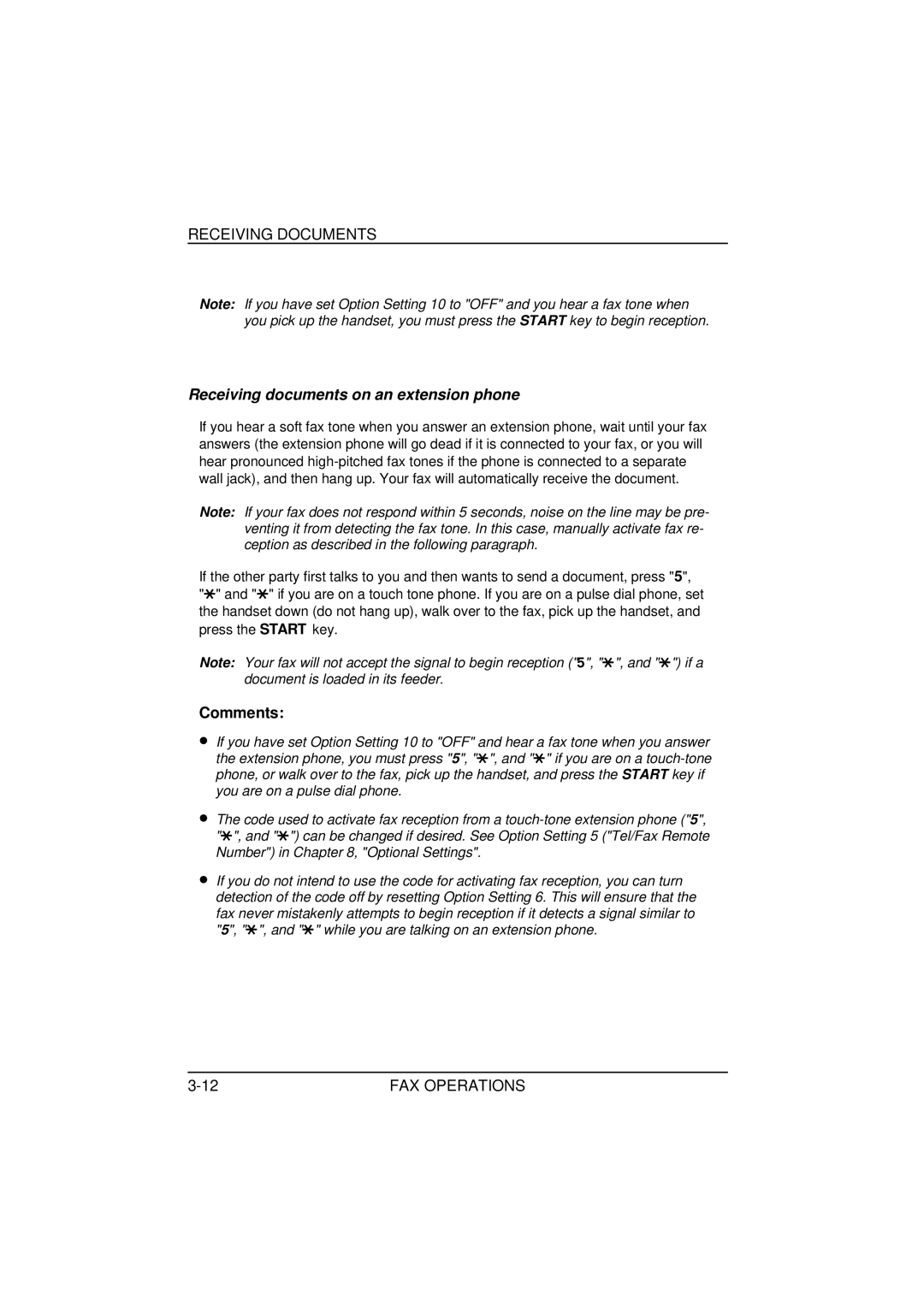 Sharp FO-1850, FO-1650 operation manual Receiving Documents, Receiving documents on an extension phone 