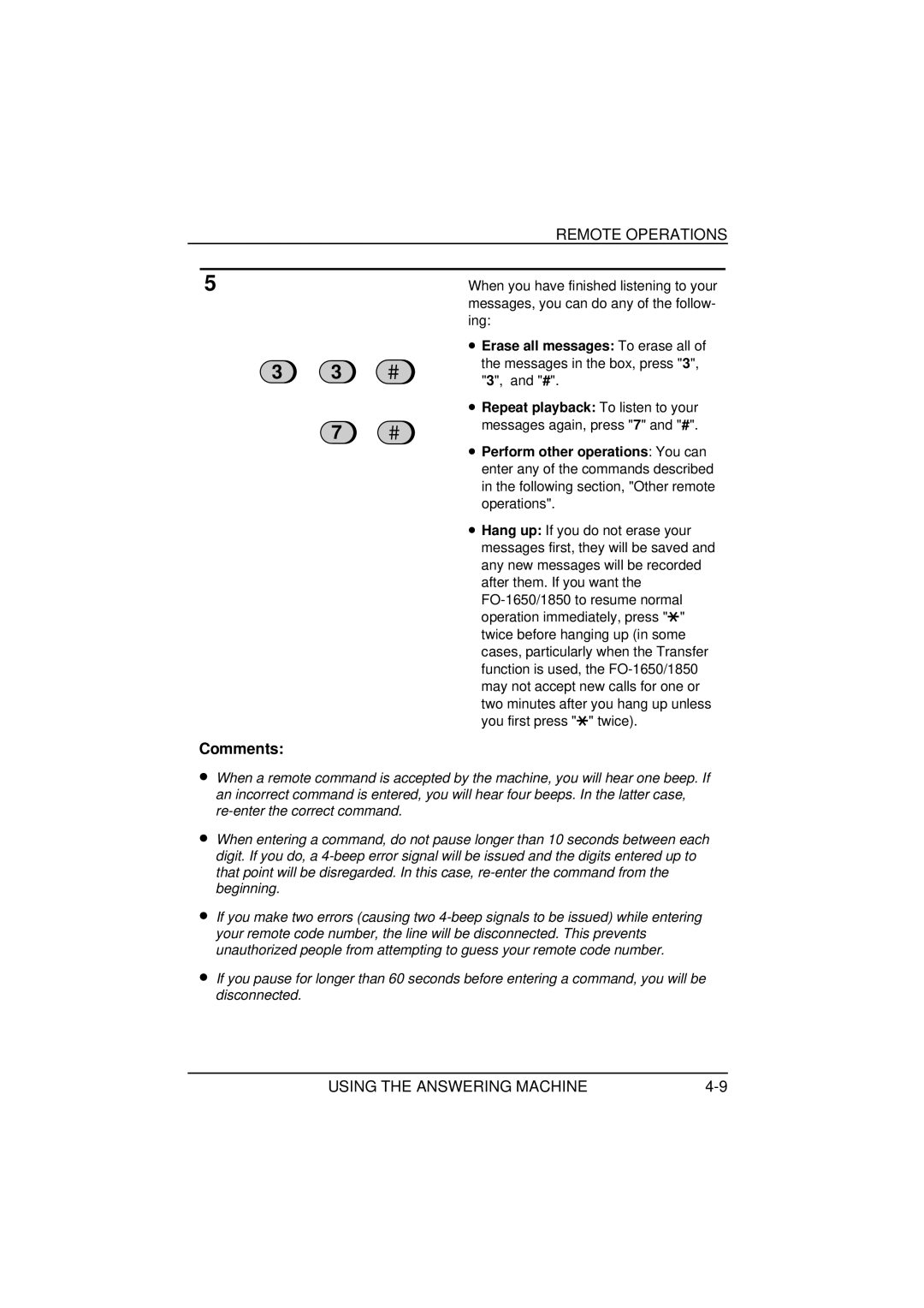 Sharp FO-1650, FO-1850 operation manual Comments 