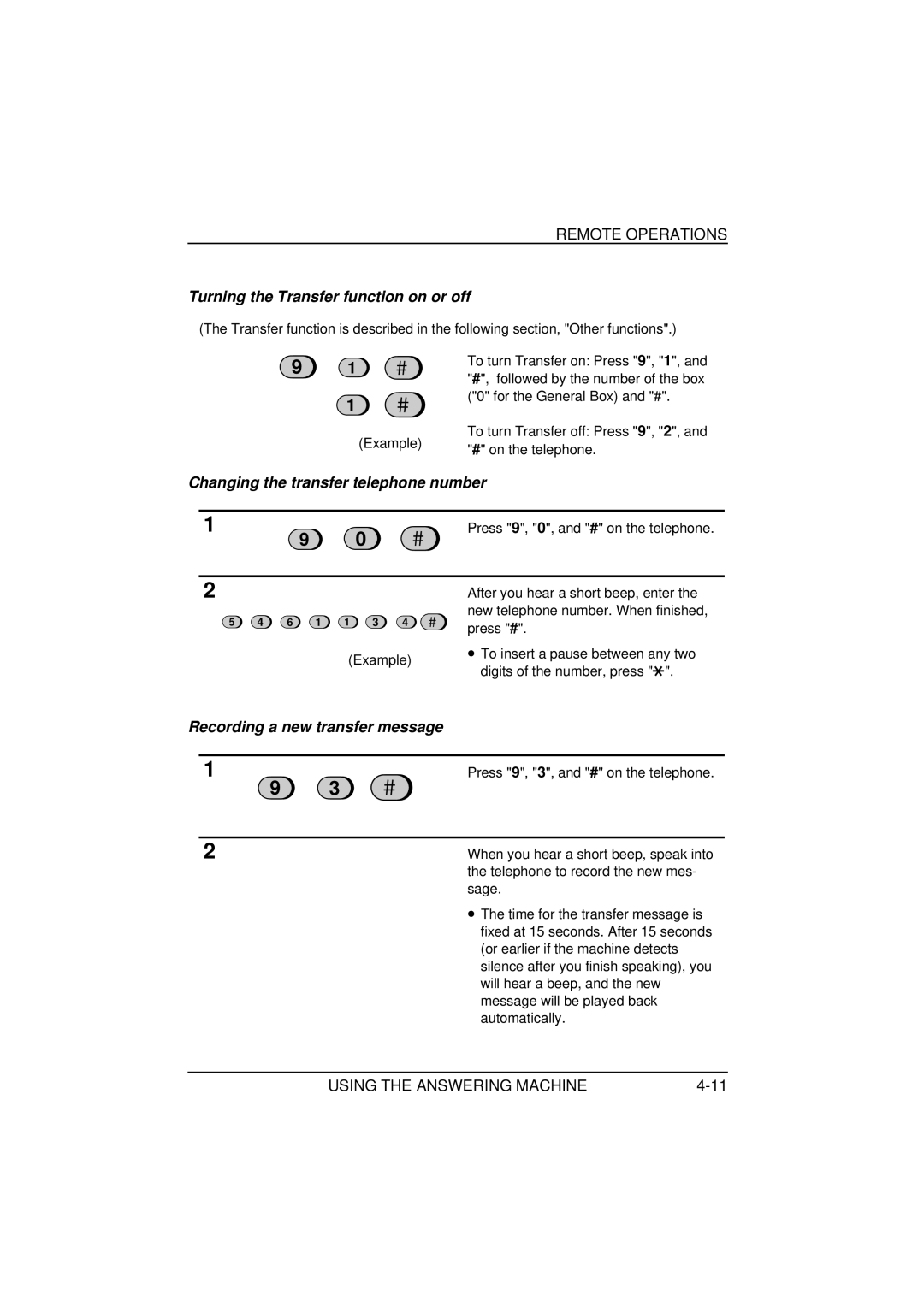 Sharp FO-1650, FO-1850 operation manual Turning the Transfer function on or off, Changing the transfer telephone number 