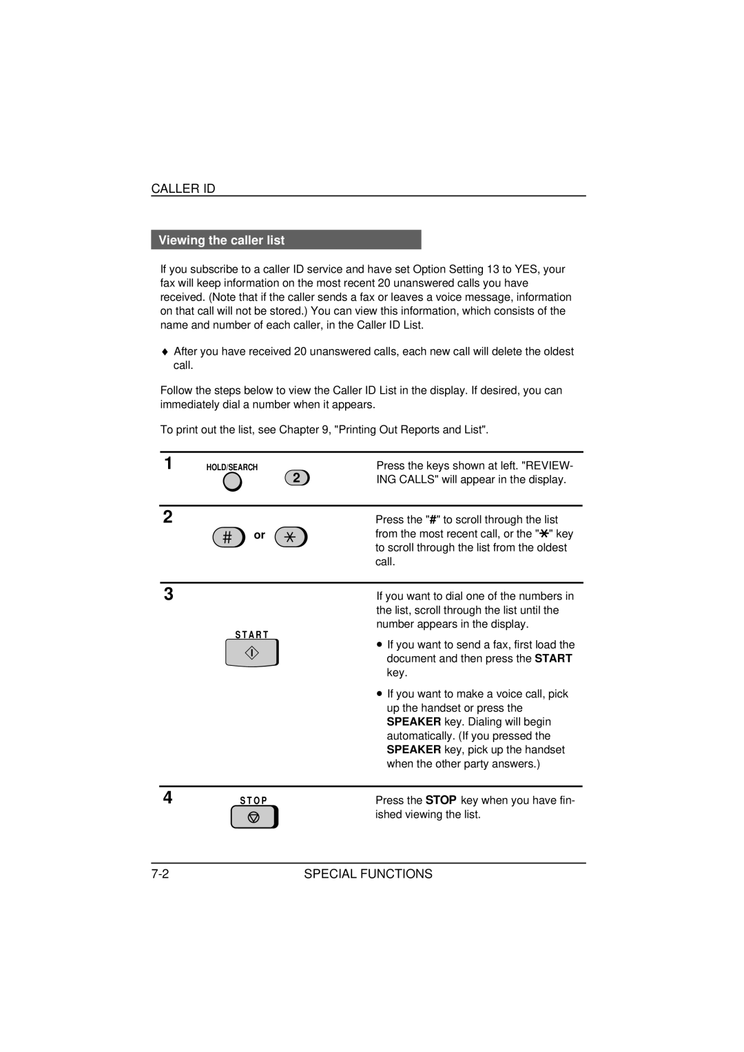 Sharp FO-1850, FO-1650 operation manual Caller ID, Viewing the caller list, ING Calls will appear in the display 