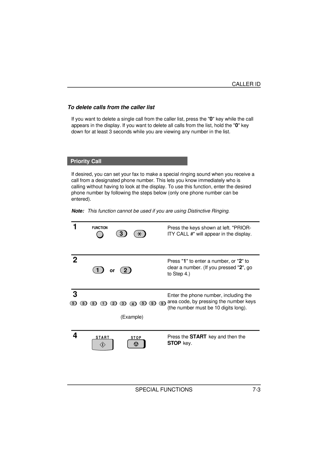 Sharp FO-1650, FO-1850 operation manual To delete calls from the caller list, Priority Call 