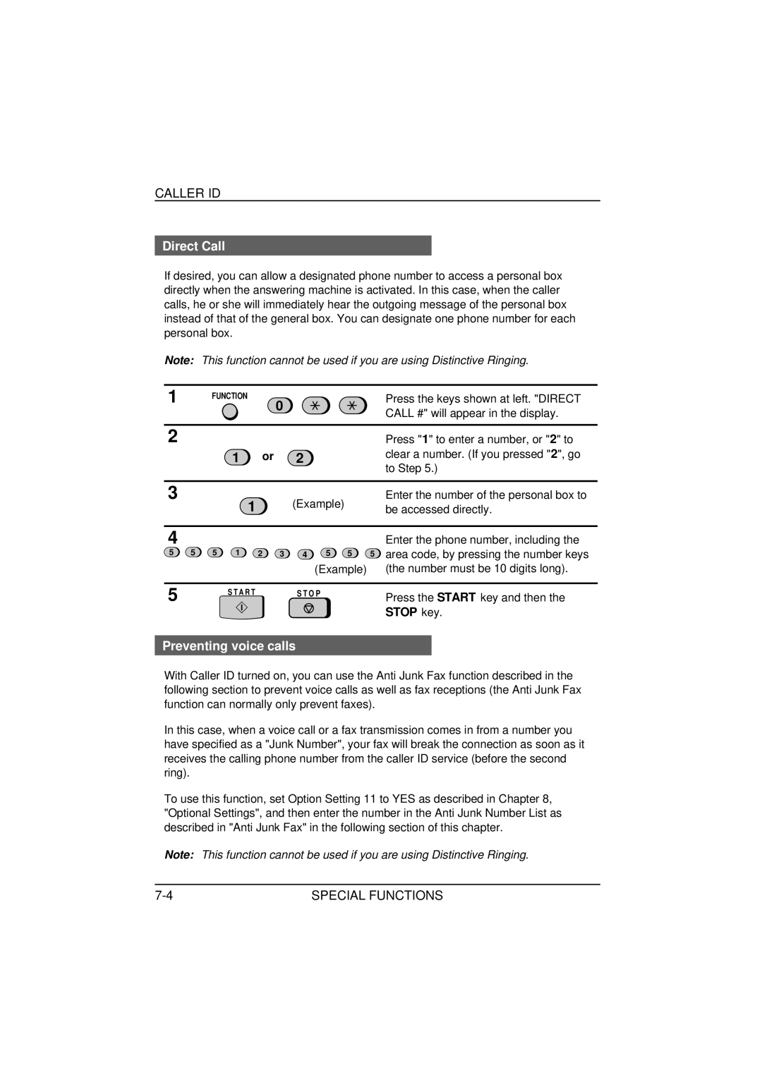 Sharp FO-1850, FO-1650 operation manual Direct Call, Preventing voice calls, Enter the phone number, including 