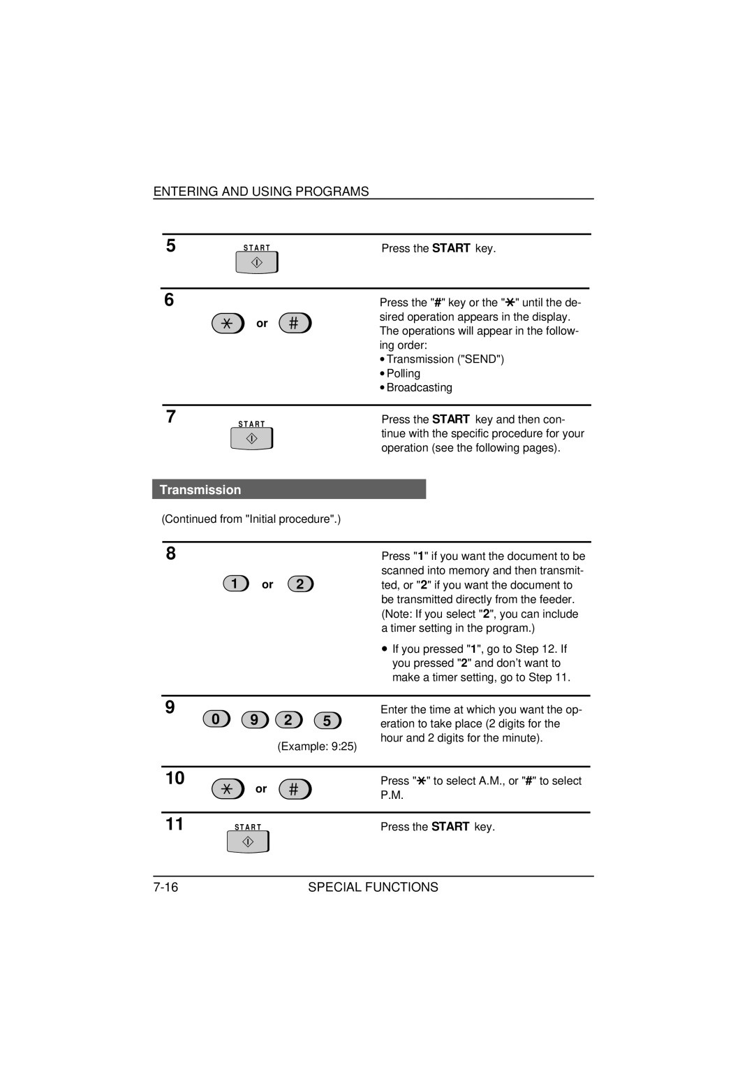 Sharp FO-1850, FO-1650 operation manual Entering and Using Programs, Transmission 