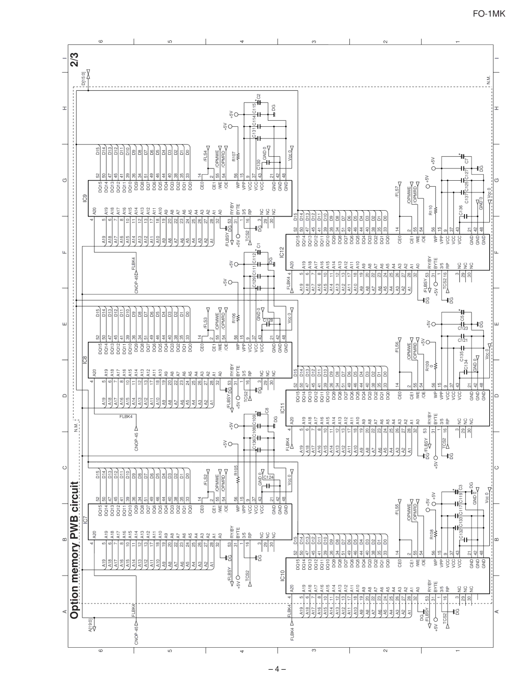 Sharp FO-1MK service manual Option memory PWB circuit, IC7 IC8 IC9 