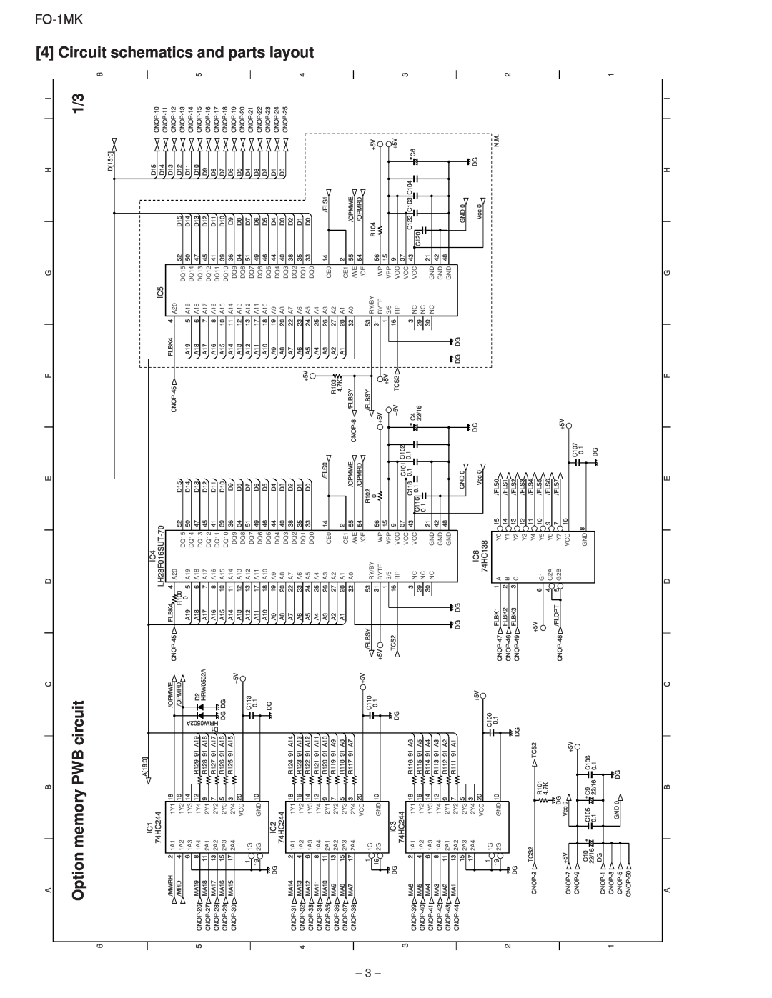 Sharp FO-1MK service manual Option memory PWB circuit, Circuit 