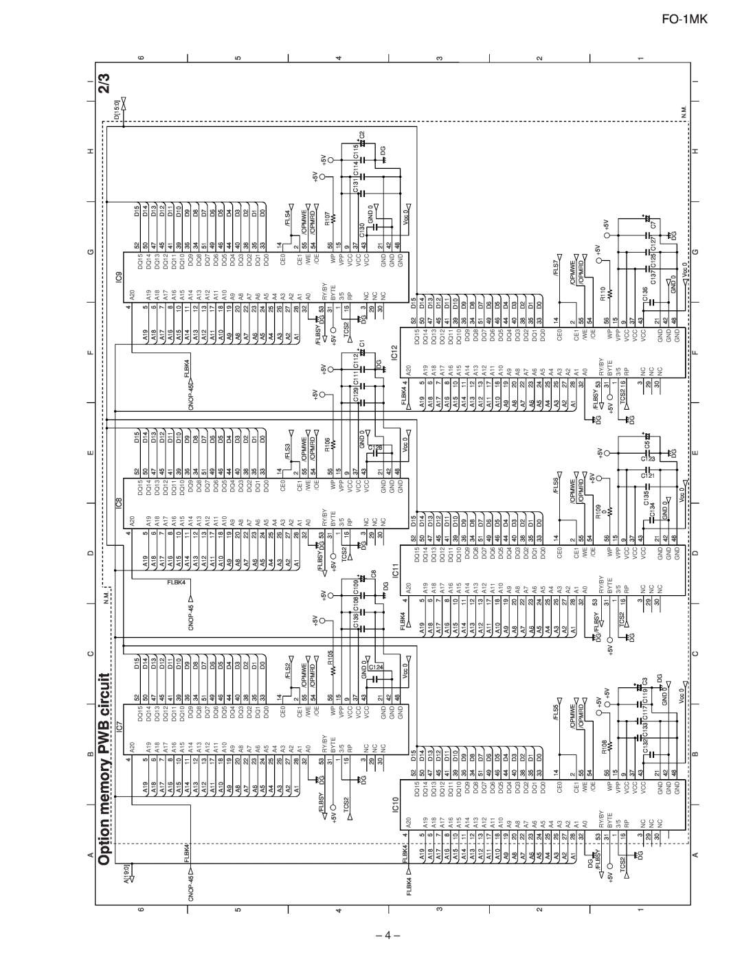 Sharp FO-1MK service manual Option memory PWB circuit, C124, C128 
