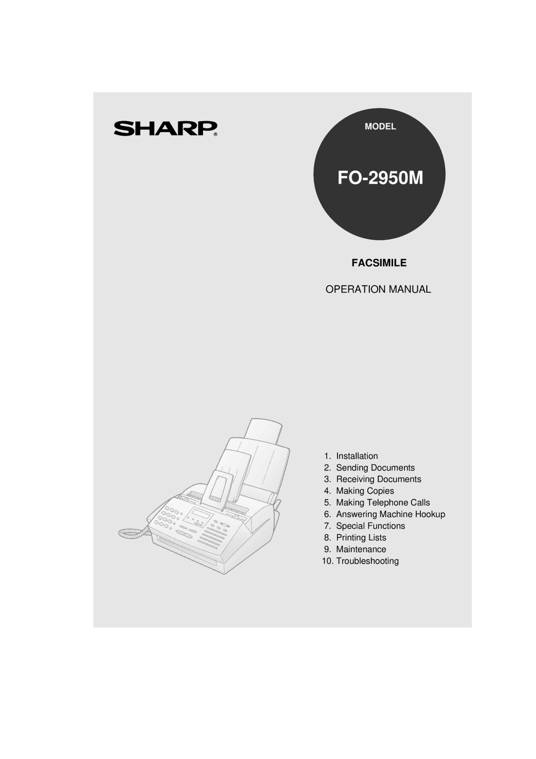 Sharp FO-2950M operation manual 