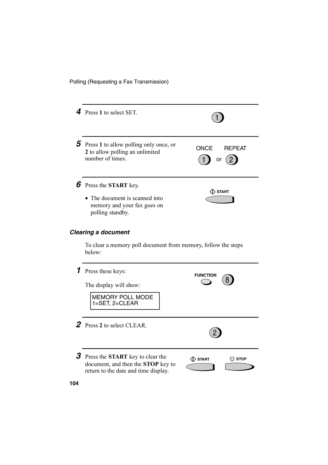 Sharp FO-2950M operation manual Clearing a document, Press the Start key to clear 