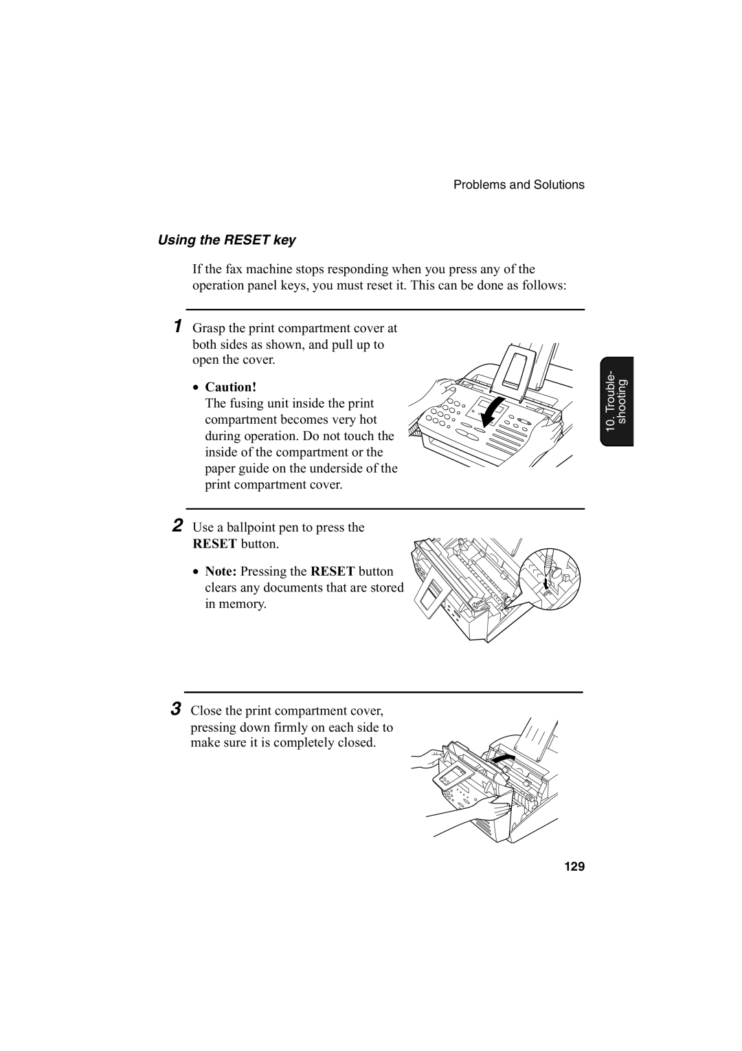 Sharp FO-2950M operation manual Using the Reset key 