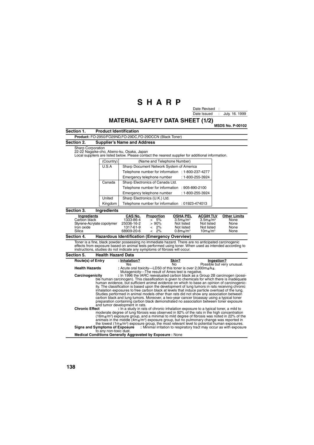 Sharp FO-2950M operation manual A R P 