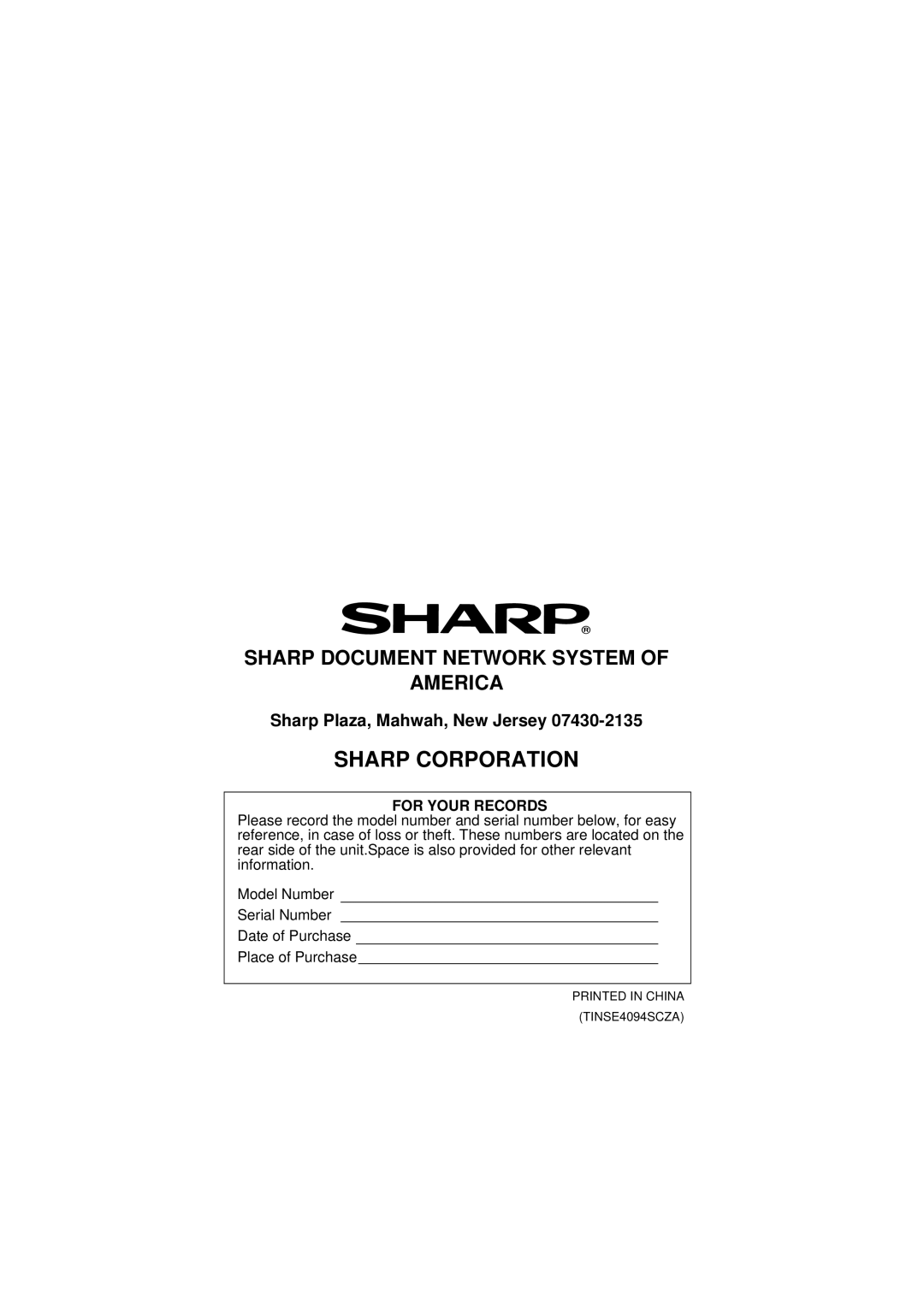 Sharp FO-2950M operation manual Sharp Corporation 