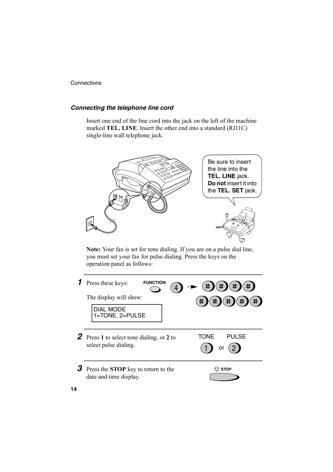 Sharp FO-2950M operation manual Connecting the telephone line cord 