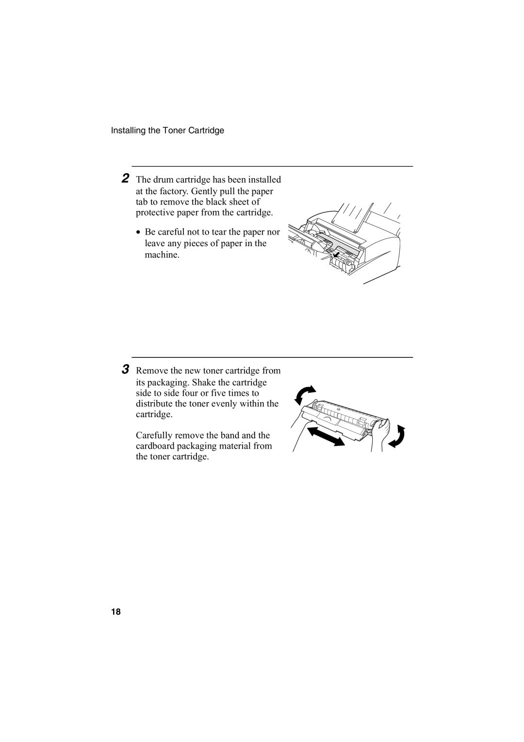 Sharp FO-2950M operation manual Installing the Toner Cartridge 