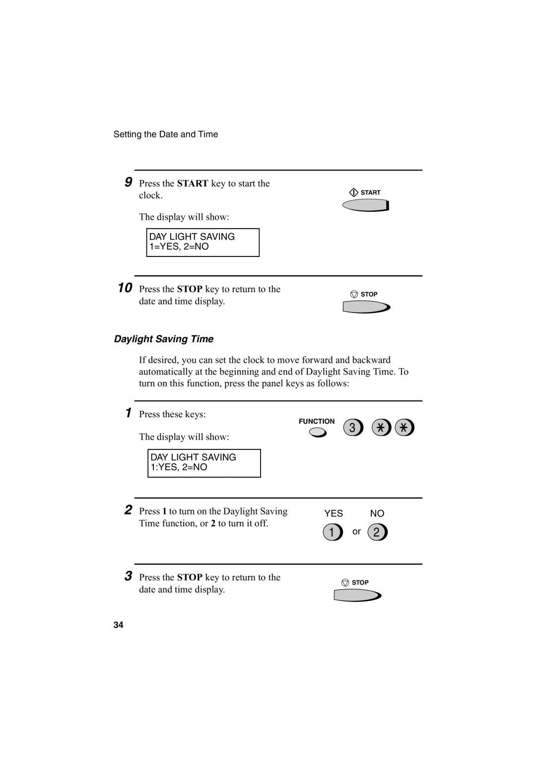 Sharp FO-2950M operation manual Clock, Daylight Saving Time 