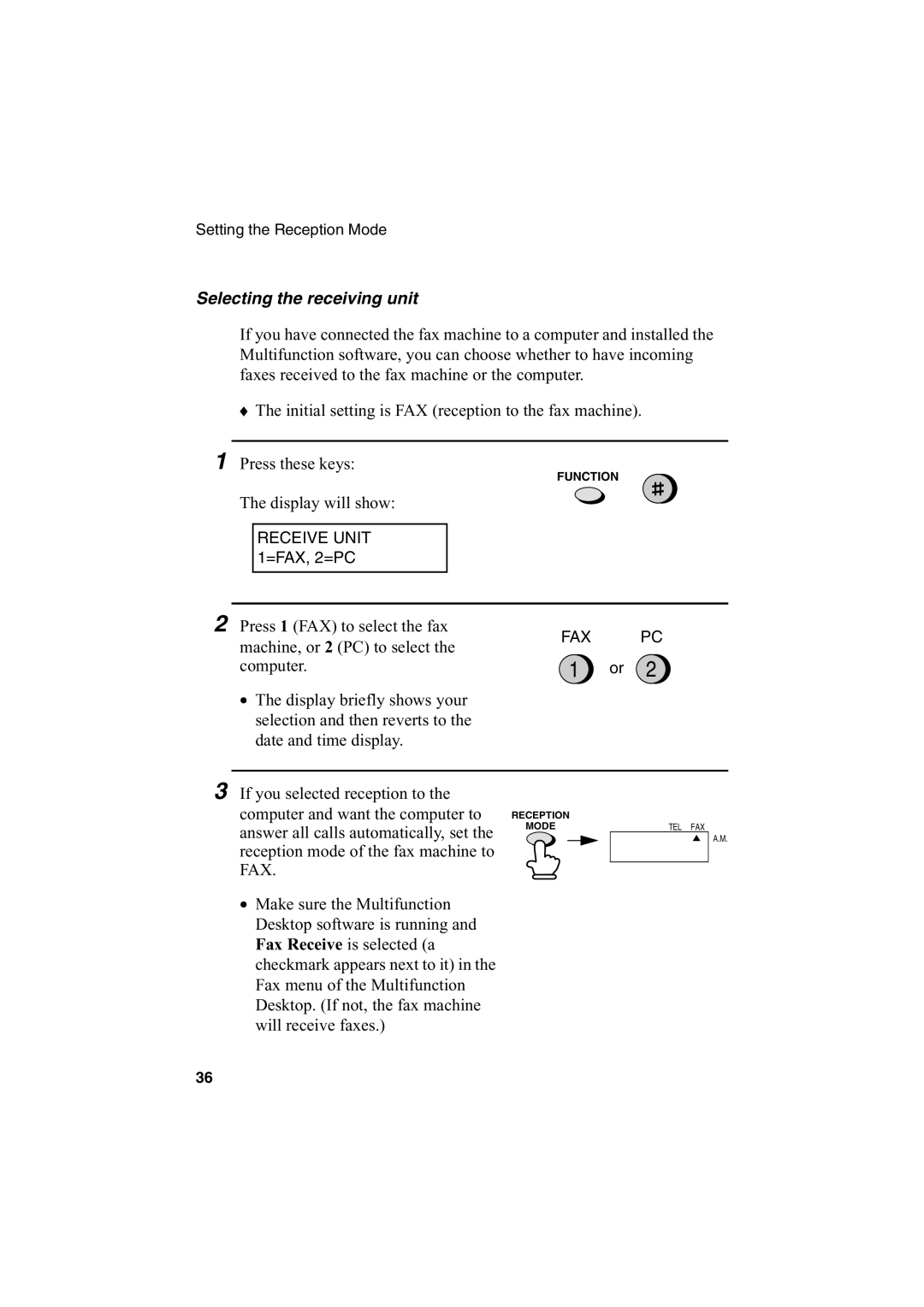 Sharp FO-2950M operation manual Selecting the receiving unit 