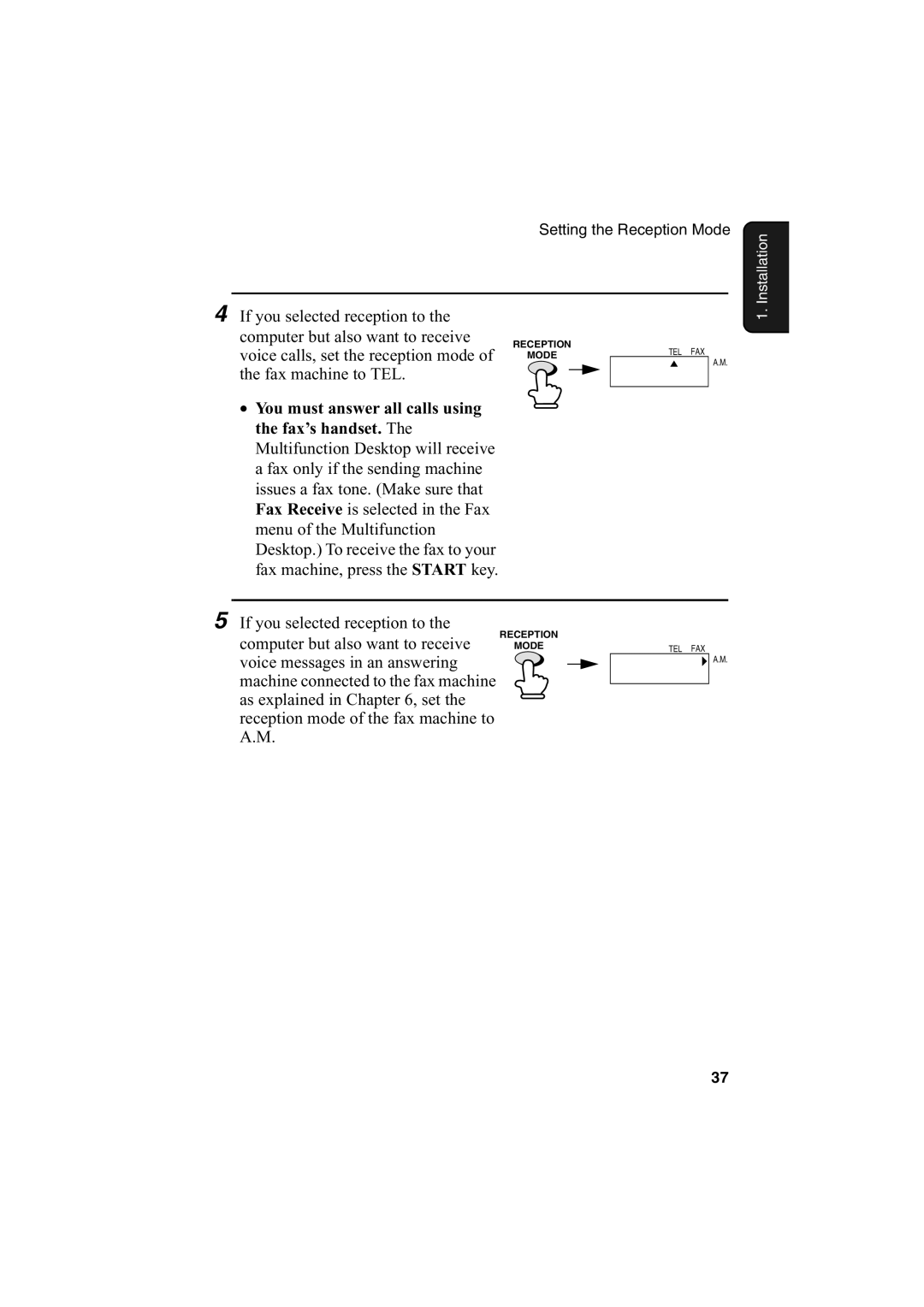 Sharp FO-2950M operation manual Voice calls, set the reception mode 