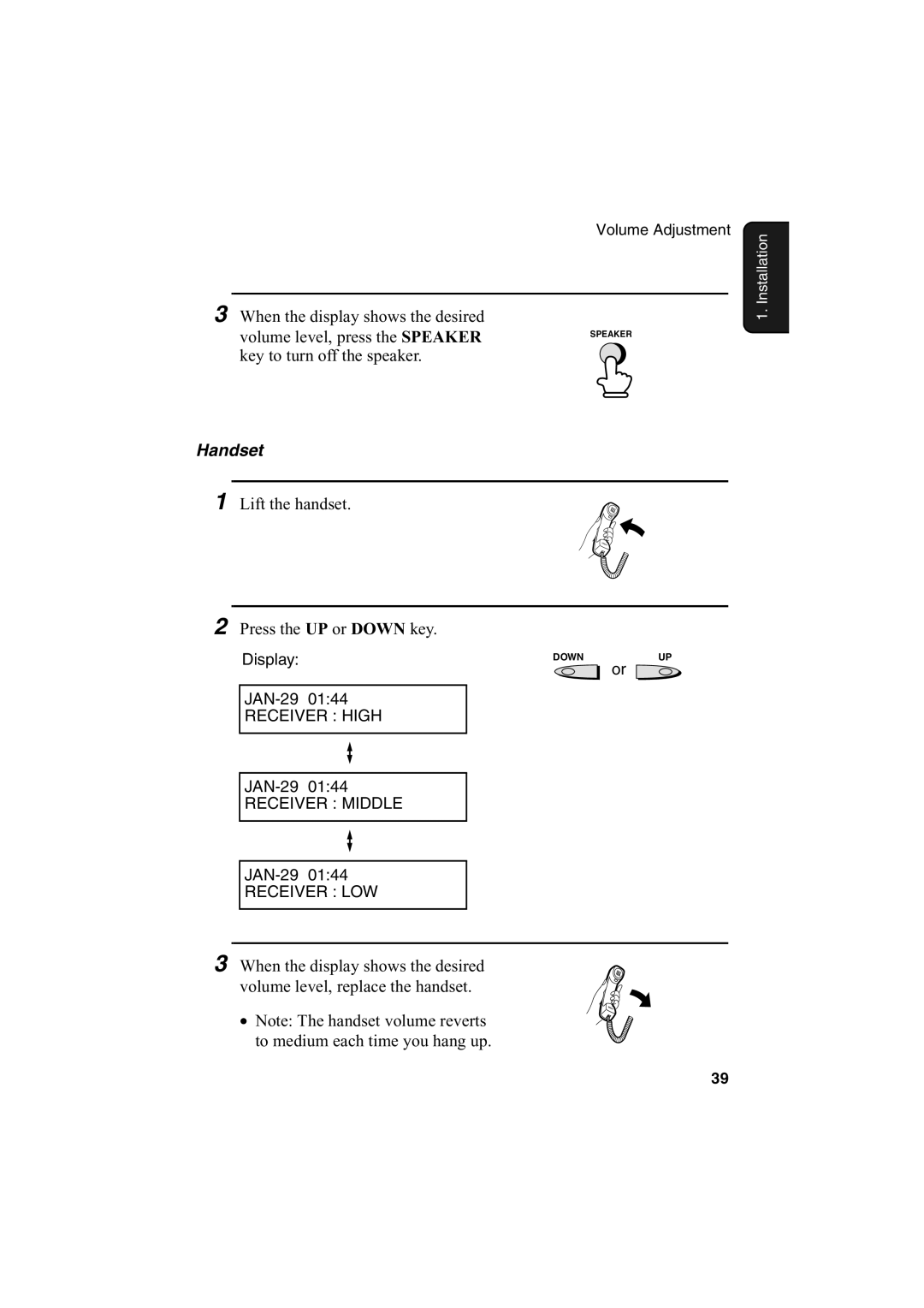 Sharp FO-2950M operation manual Handset 