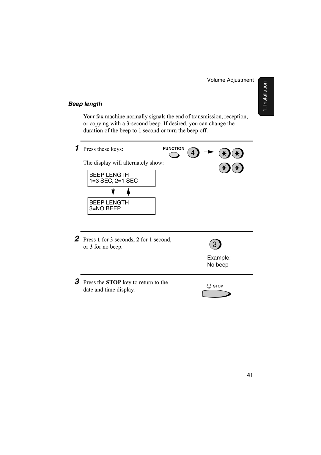 Sharp FO-2950M operation manual Beep length, Press these keys 